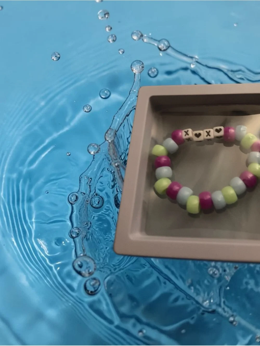 Kids Beaded Stretch Bracelet with , purple and green and baby blueBeads xoxo new